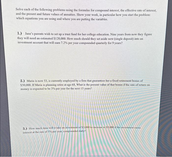 Solved Solve each of the following problems using the | Chegg.com