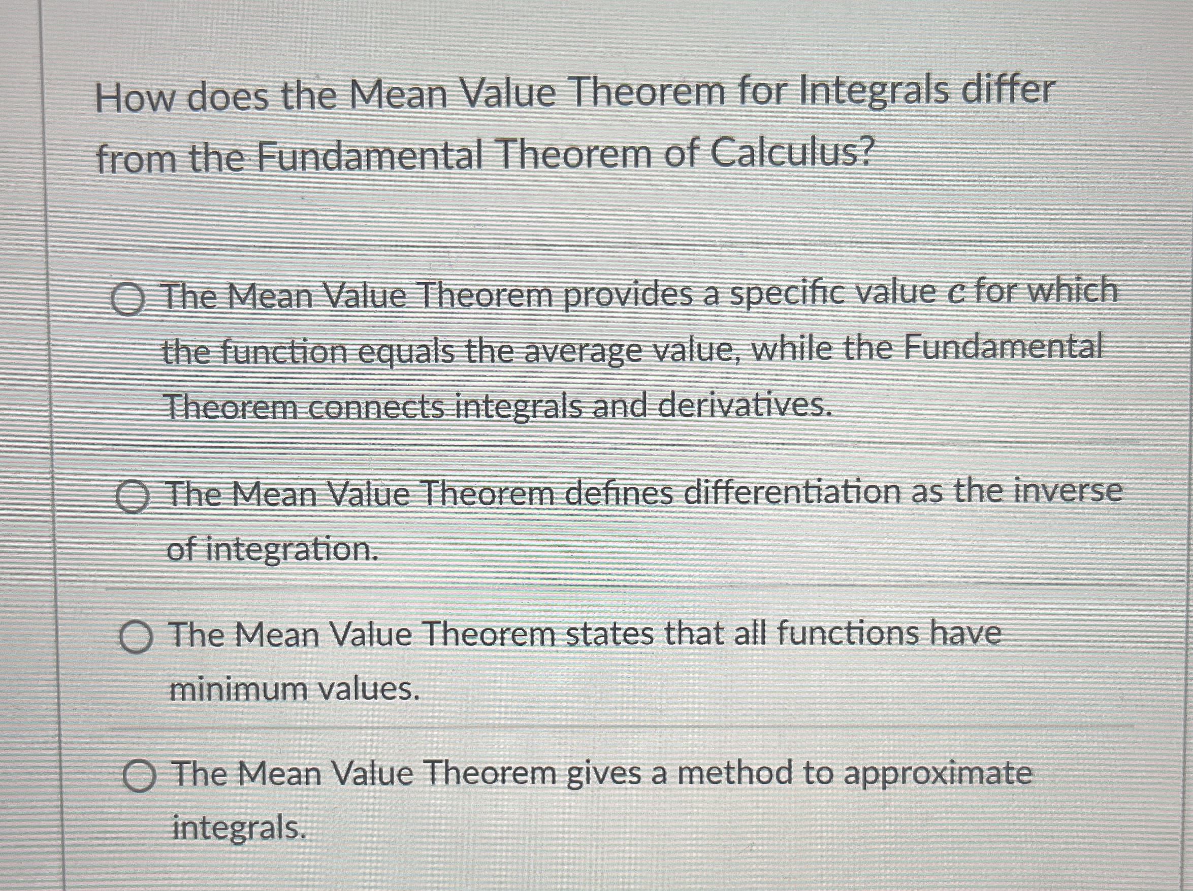 Solved How does the Mean Value Theorem for Integrals differ | Chegg.com