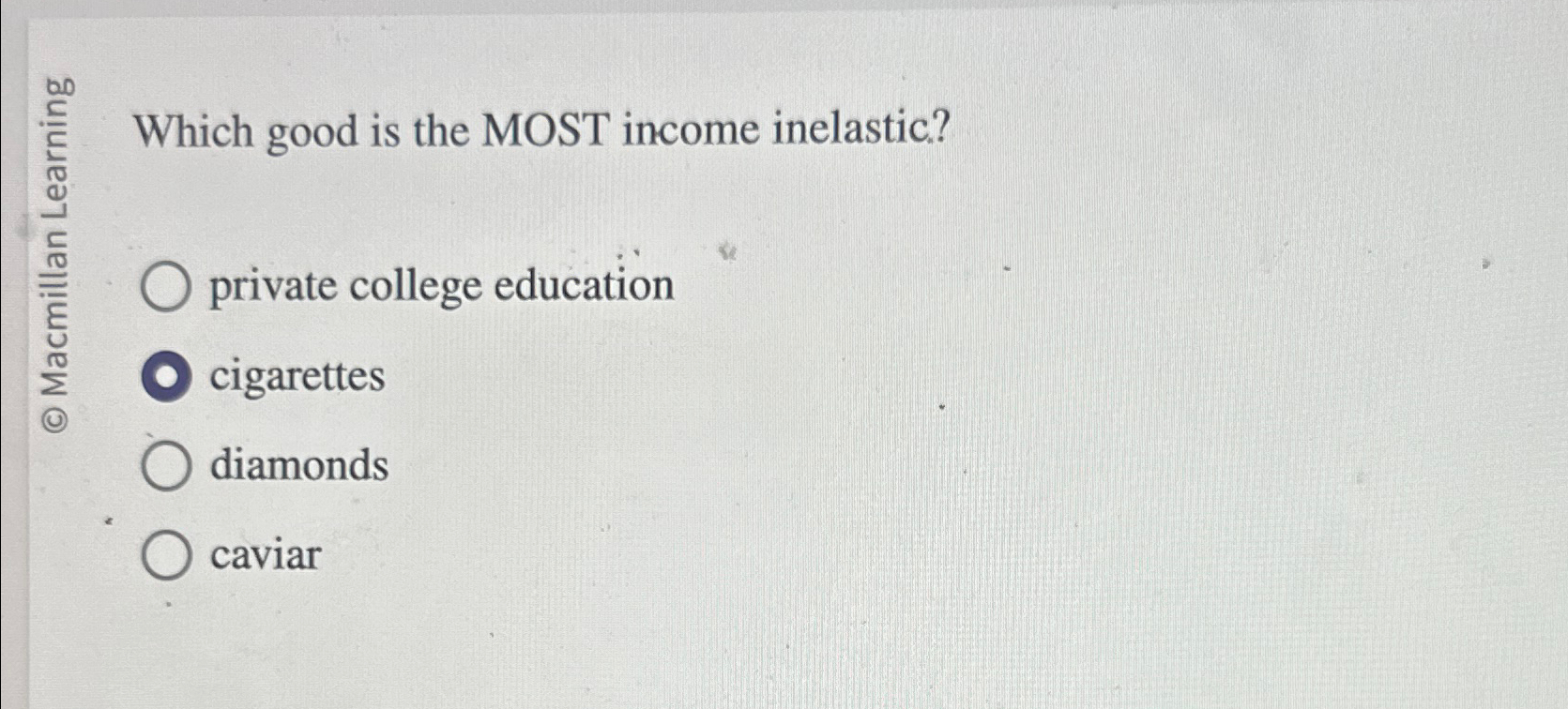 Solved Which good is the MOST inelastic?private