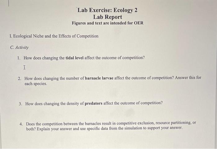 Solved Lab Exercise: Ecology 2 Lab Report Figures and text | Chegg.com