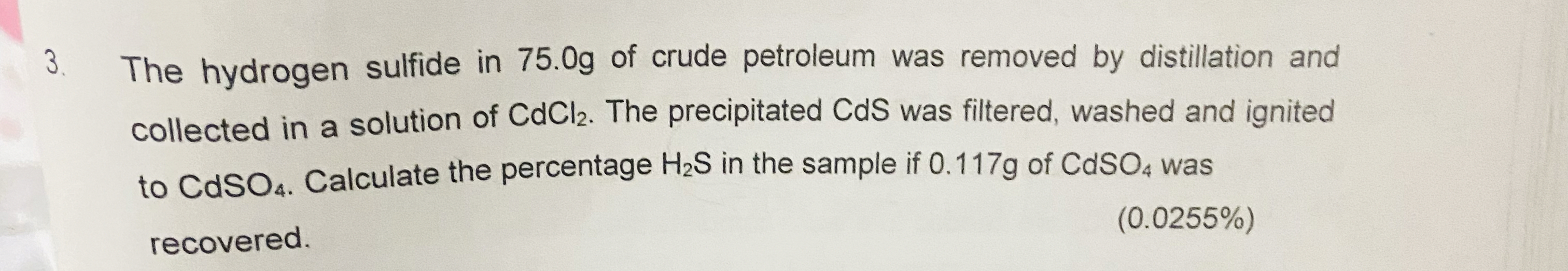 Solved The hydrogen sulfide in 75.0 ﻿g of crude petroleum | Chegg.com