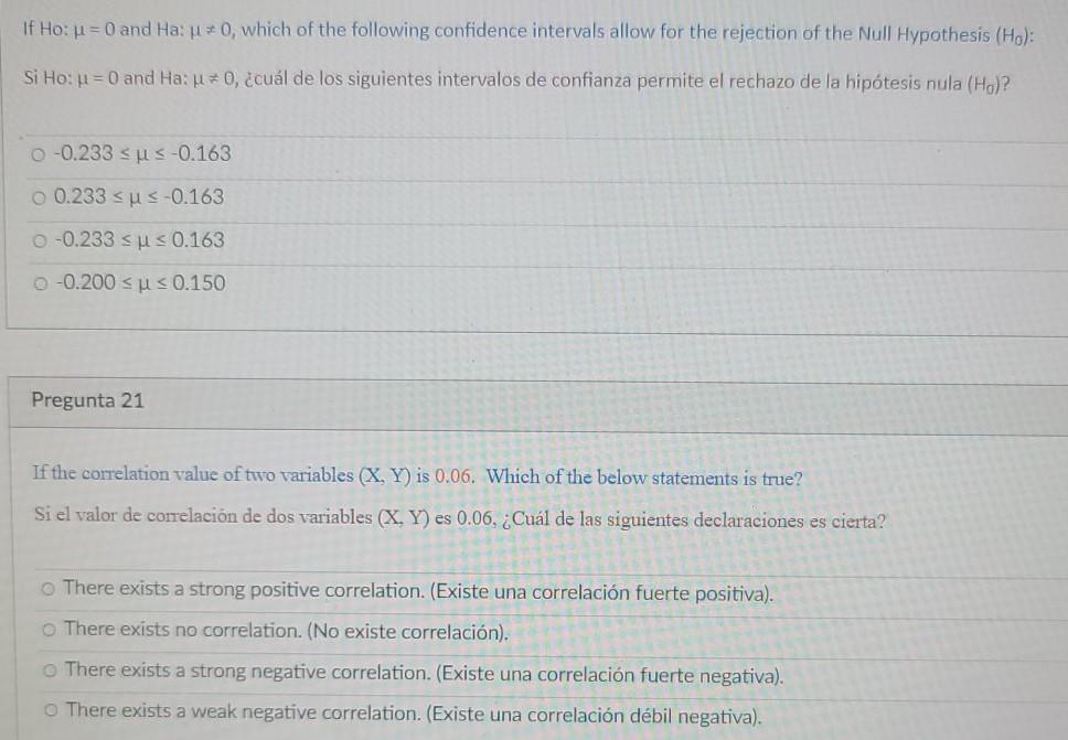 Solved if Ho: p=0 and Ha: u = 0, which of the following | Chegg.com