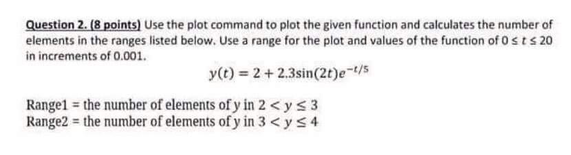 Solved Question 2. (8 points) Use the plot command to plot | Chegg.com
