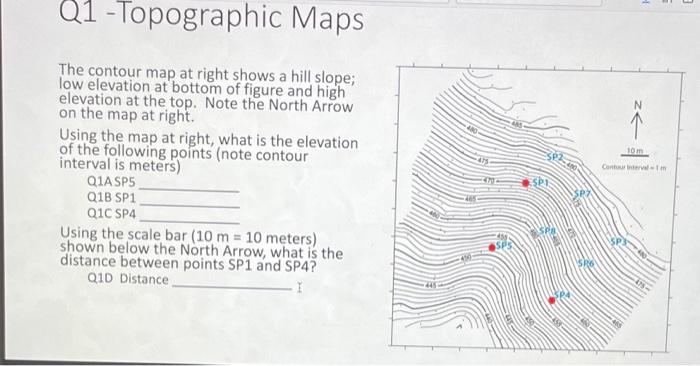 Solved Q2 - Topographic Maps B • The map at right shows | Chegg.com