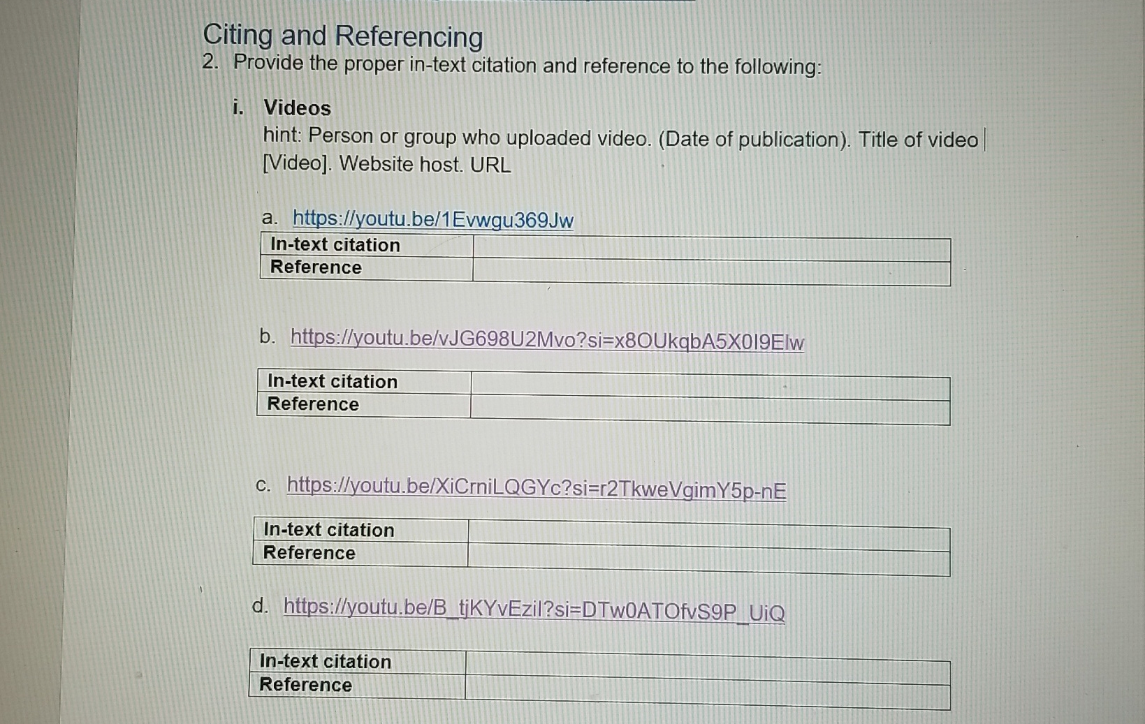 Solved Citing And Referencing2. ﻿Provide The Proper In-text | Chegg.com