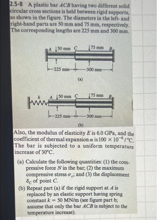 Solved 2.58 A plastic bar ACB having two different solid