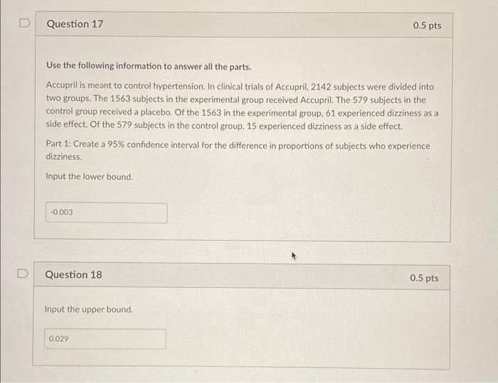 Solved D Question 17 0.5 pts Use the following information | Chegg.com