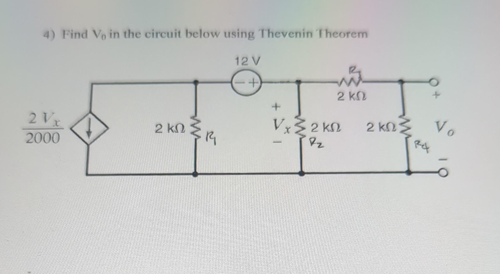 Solved 4 Find V0 In The Circuit Below Using Thevenin