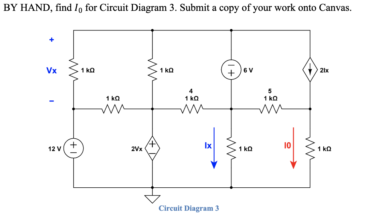 Solved BY HAND, find I0 ﻿for Circuit Diagram 3. | Chegg.com