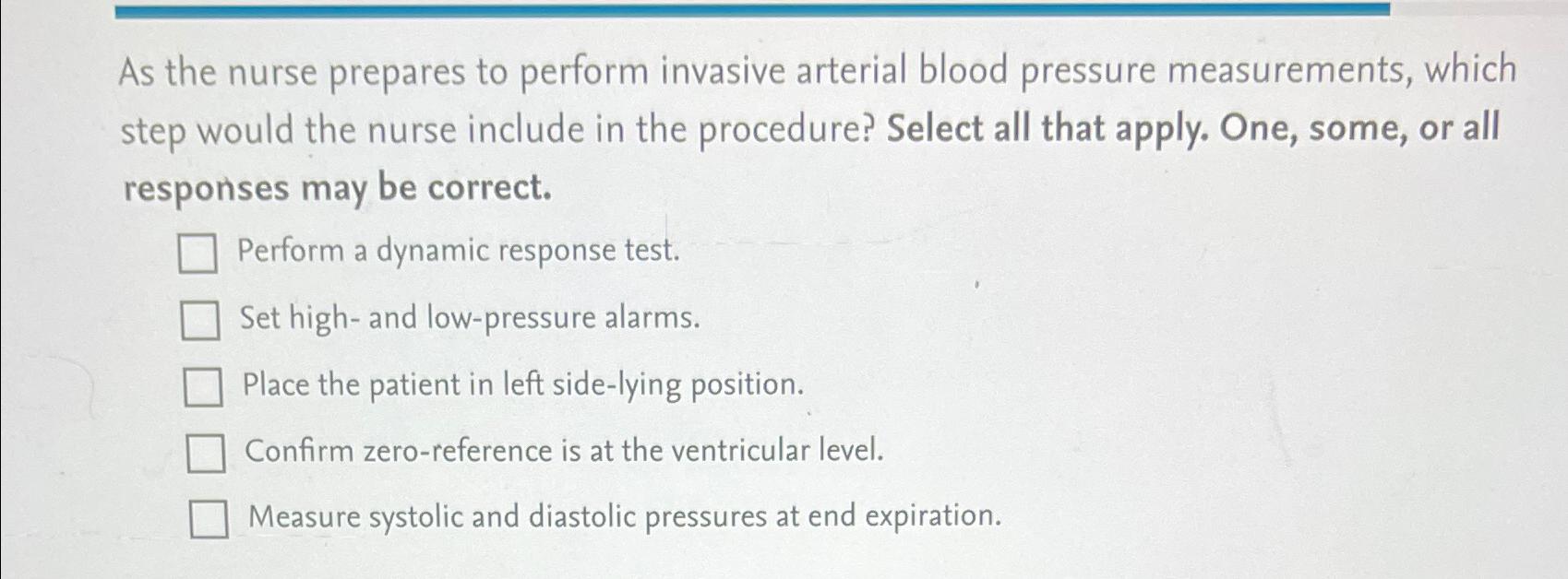 Arterial line dynamic response testing