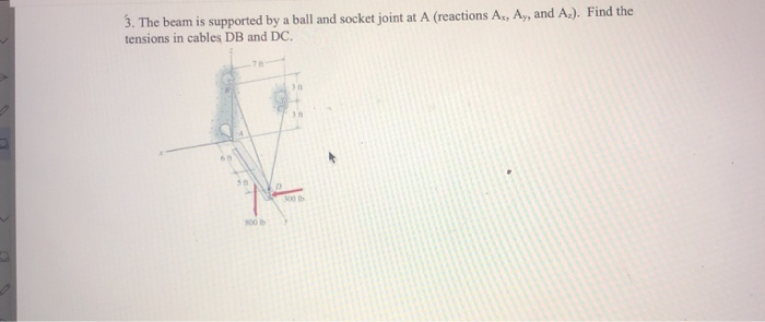Solved 3. The beam is supported by a ball and socket joint | Chegg.com
