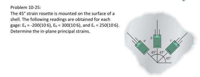 Solved Problem 10-25: The 45∘ strain rosette is mounted on | Chegg.com