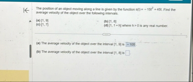 Solved The position of an object moving along a line is | Chegg.com