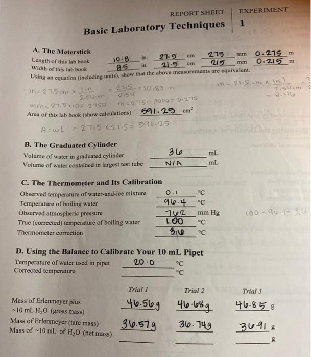 report-sheet-experiment-1-basic-laboratory-techniques-chegg