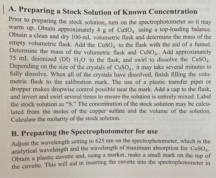 Solved Experiment1 . Molarity, Dilutions, and Preparing