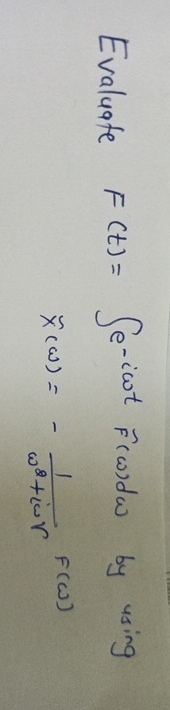 Evaluate F(t)=∫﻿﻿e-iωt(F)(ω)dω ﻿by | Chegg.com