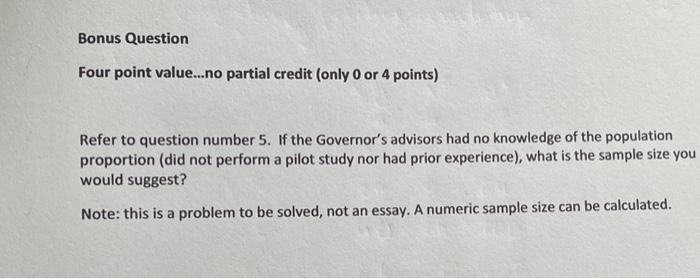 Bonus Question Four point value...no partial credit | Chegg.com