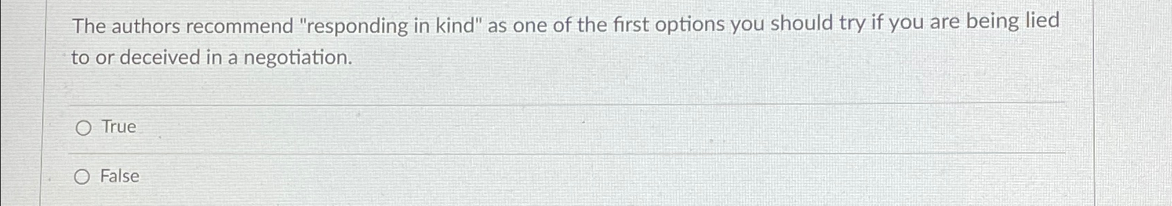Solved The authors recommend "responding in kind" as one of | Chegg.com