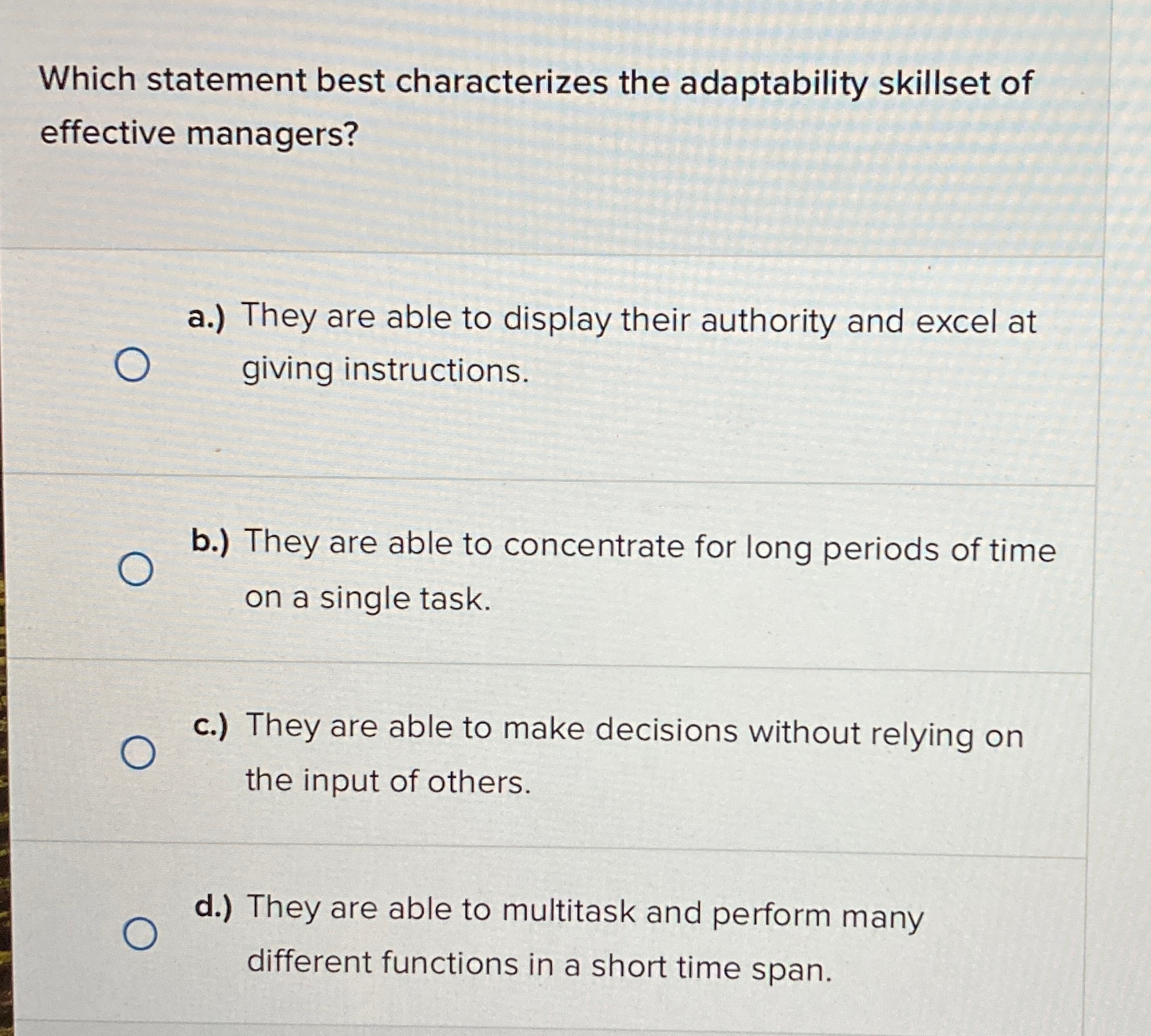 Solved Which statement best characterizes the adaptability | Chegg.com