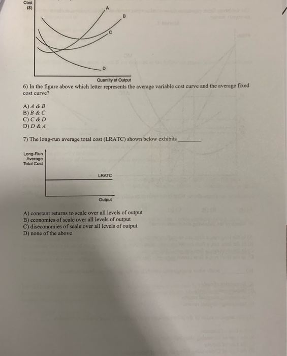 Solved Quantity of Output 6) In the figure above which | Chegg.com