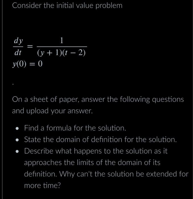 Solved Consider the initial value problem | Chegg.com