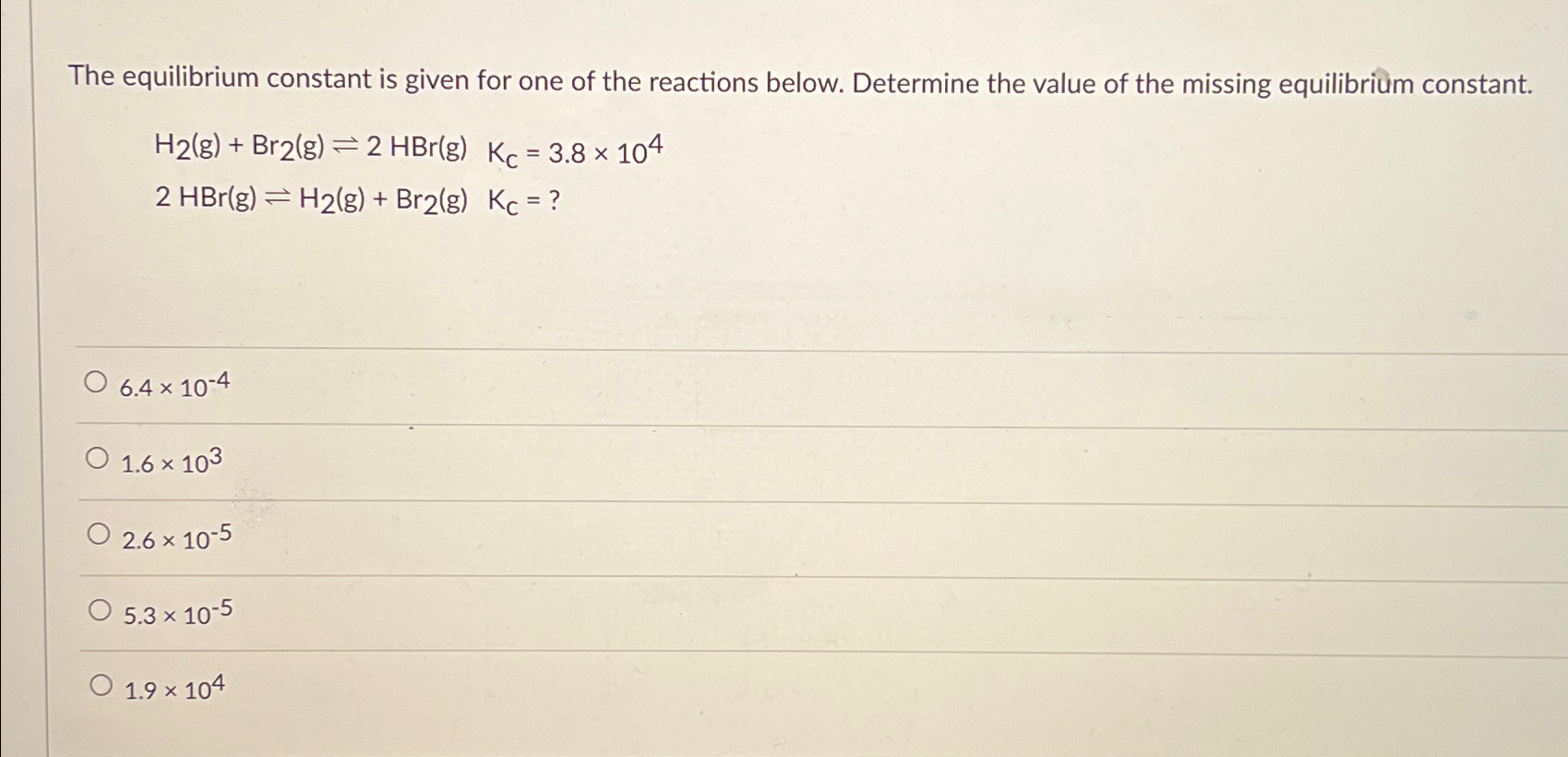 Solved The equilibrium constant is given for one of the | Chegg.com