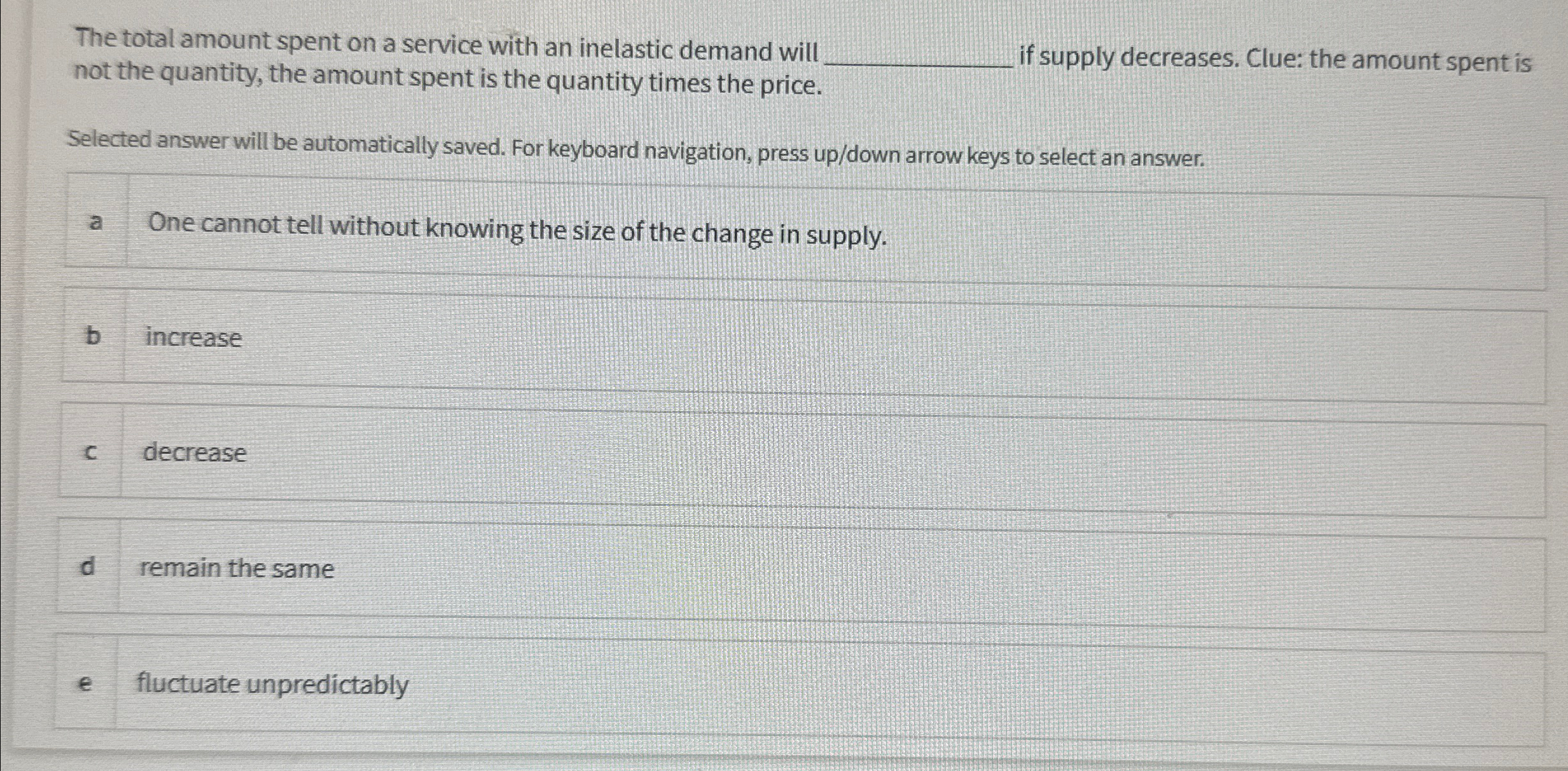 Solved The total amount spent on a service with an inelastic | Chegg.com