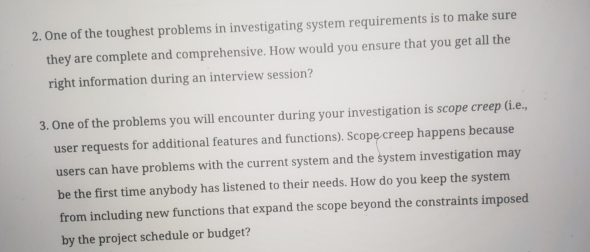 Solved Problem and exercise System Analysis and Design in a | Chegg.com
