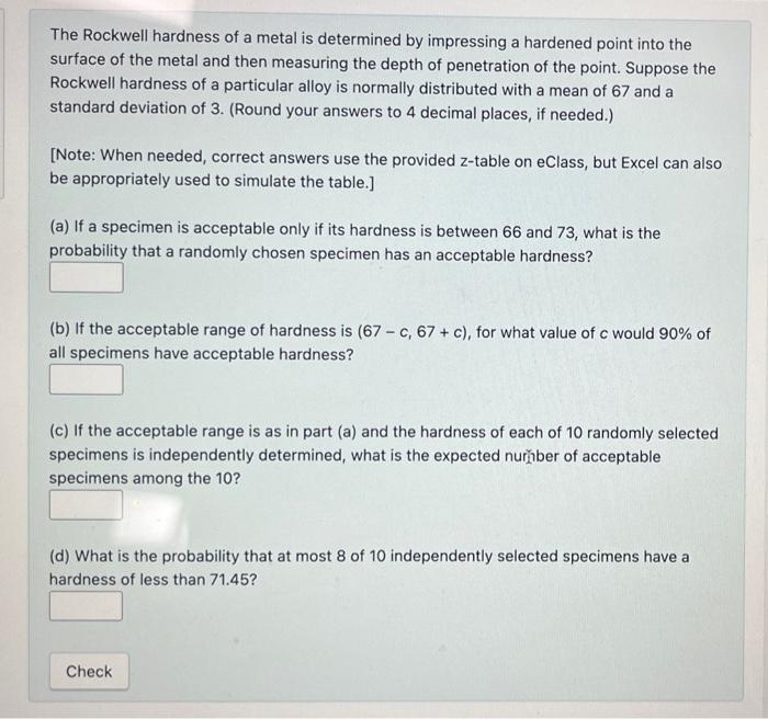 Solved The Rockwell Hardness Of A Metal Is Determined By | Chegg.com