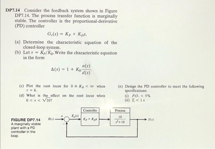Solved DP7.14 Consider the feedback system shown in Figure | Chegg.com