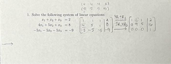 Solved 1. Solve the following system of linear equations: | Chegg.com