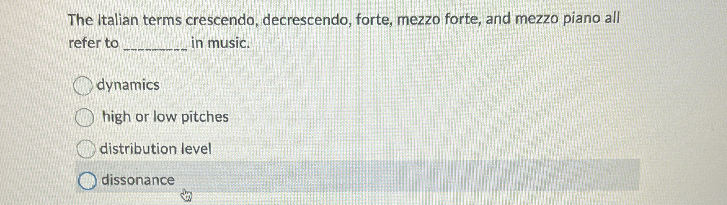 Solved The Italian terms crescendo, decrescendo, forte,