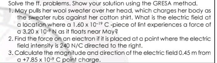 Solved Solve the ff. problems. Show your solution using the | Chegg.com