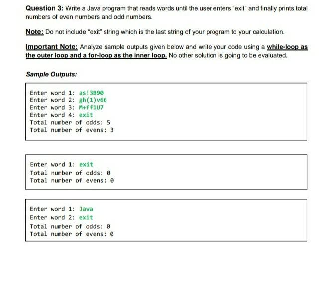 Solved Question 3: Write a Java program that reads words | Chegg.com