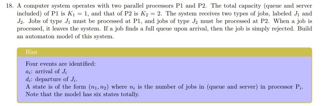 Solved A computer system operates with two parallel | Chegg.com