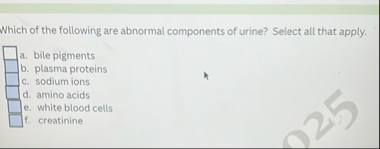 Solved Which of the following are abnormal components of | Chegg.com