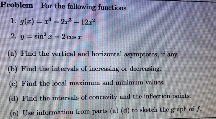 Solved Problem For the following functions 1. g(x) = 24 – | Chegg.com