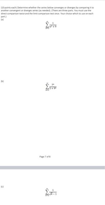 Solved 110 points eachy Determine whether the series below | Chegg.com