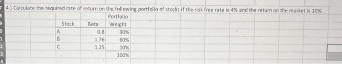 Solved 4.) Calculate the required rate of return on the | Chegg.com