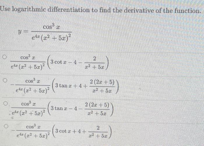 Solved Use logarithmic differentiation to find the | Chegg.com