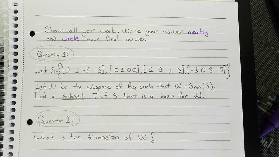 Solved U Show all your work. Write your answer neatly and | Chegg.com