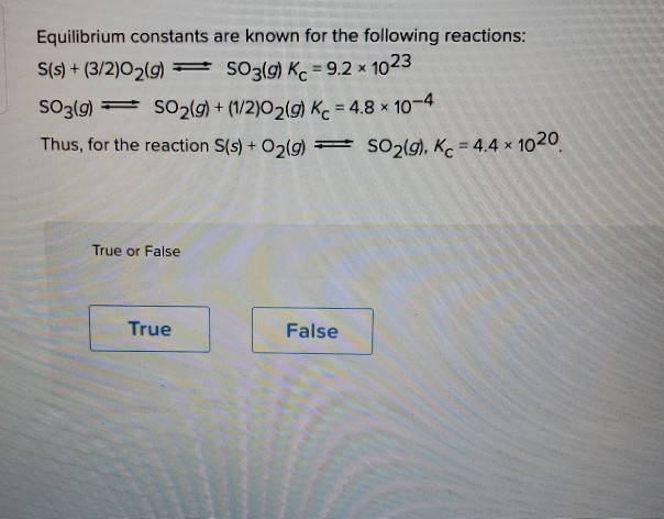 Solved Equilibrium constants are known for the following | Chegg.com
