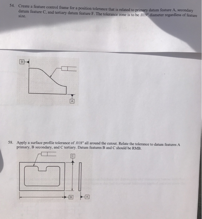 Solved 54 Create A Feature Control Frame For A Position Chegg Com