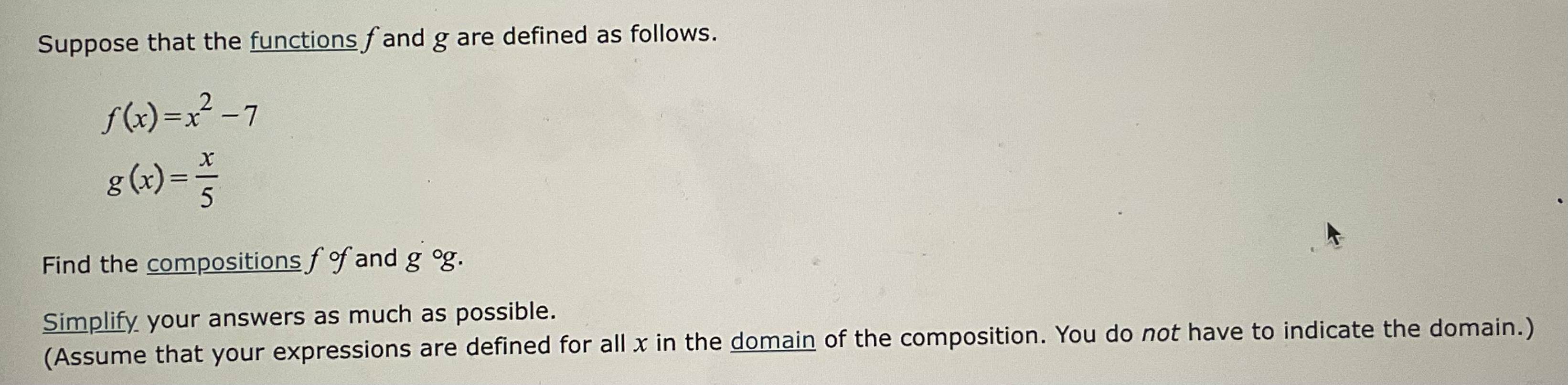 Solved Suppose that the functions f and g are defined as | Chegg.com