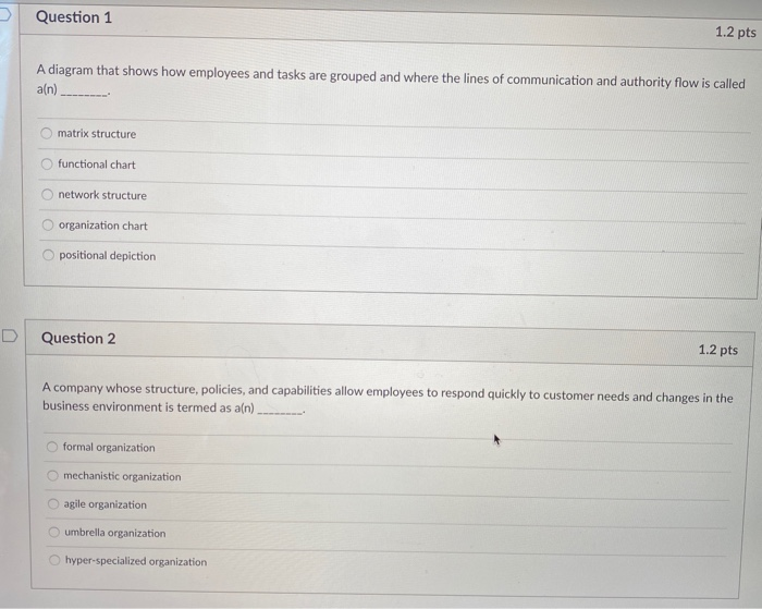 Solved Question 1 1 2 Pts A Diagram That Shows How Employees Chegg Com