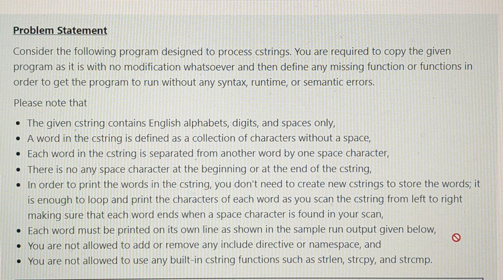 Solved Problem Statement Consider the following program | Chegg.com