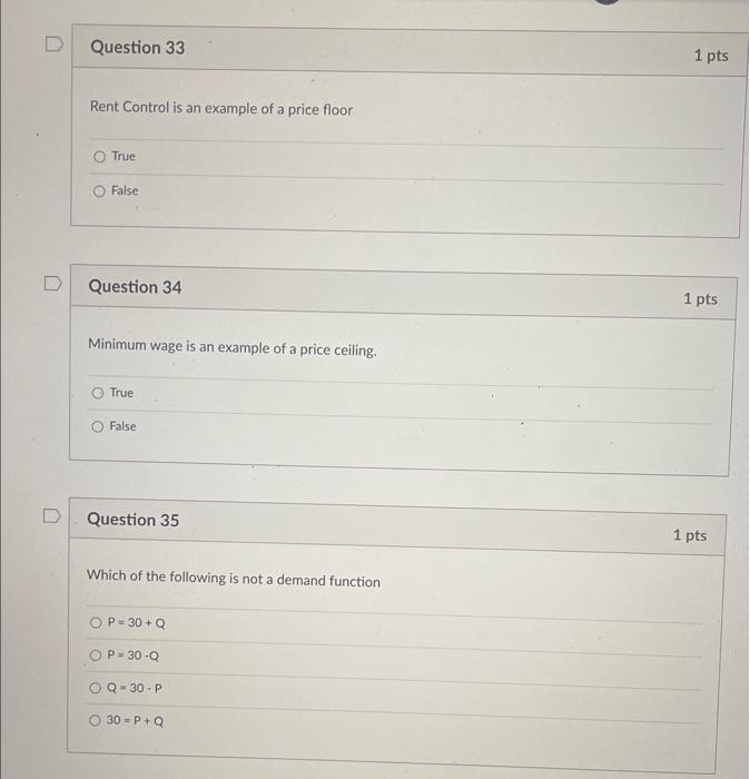 Solved Question 33 Rent Control Is An Example Of A Price | Chegg.com