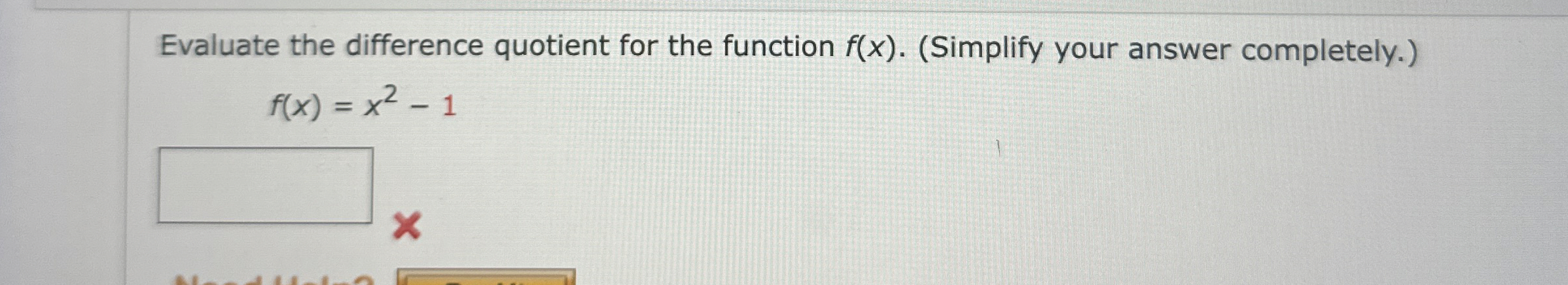 Solved Evaluate the difference quotient for the function | Chegg.com