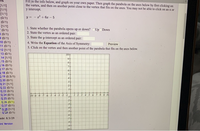 Solved Fill in the info below, and graph on your own paper. | Chegg.com