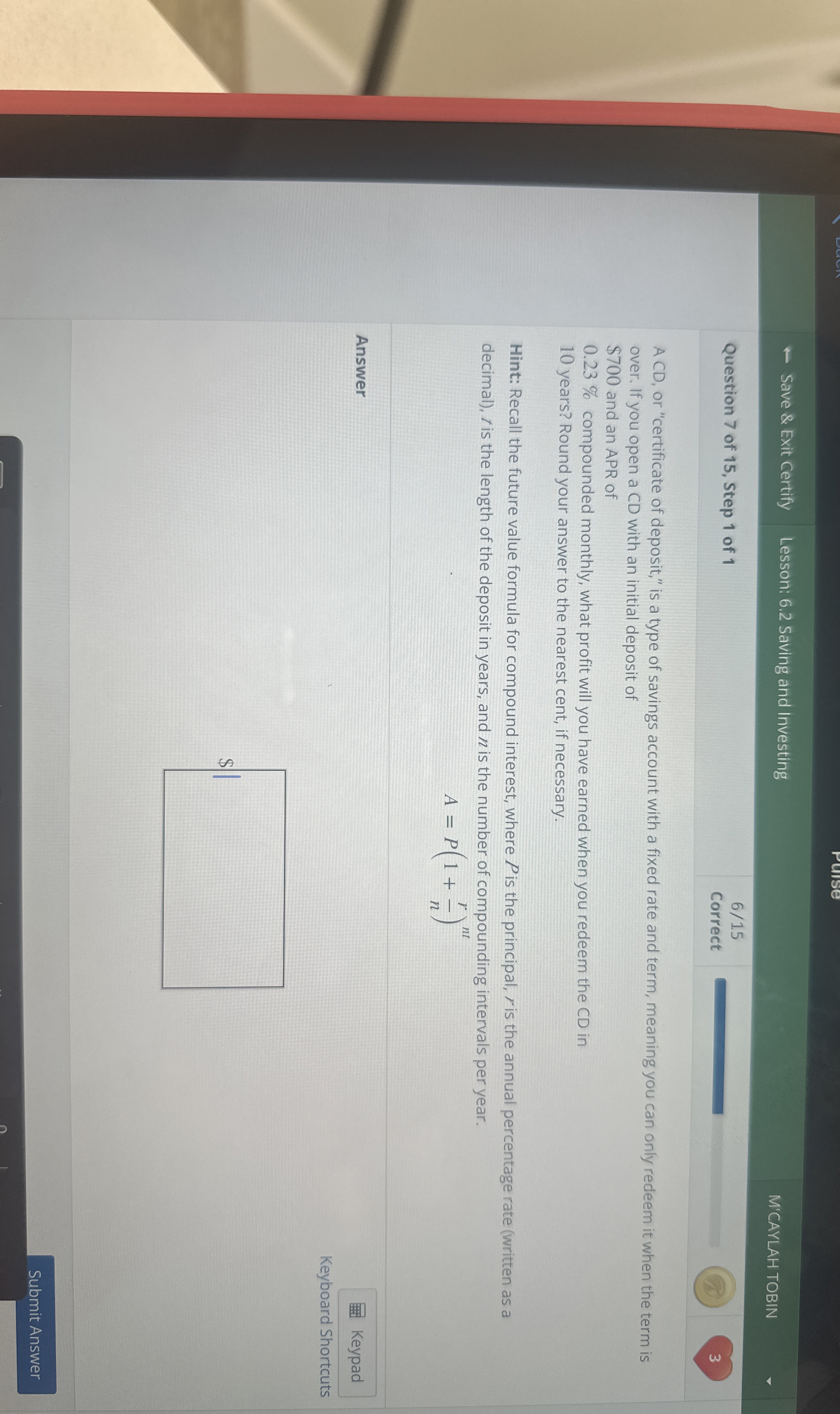 Solved A CD, ﻿or "certificate of deposit," is a type of